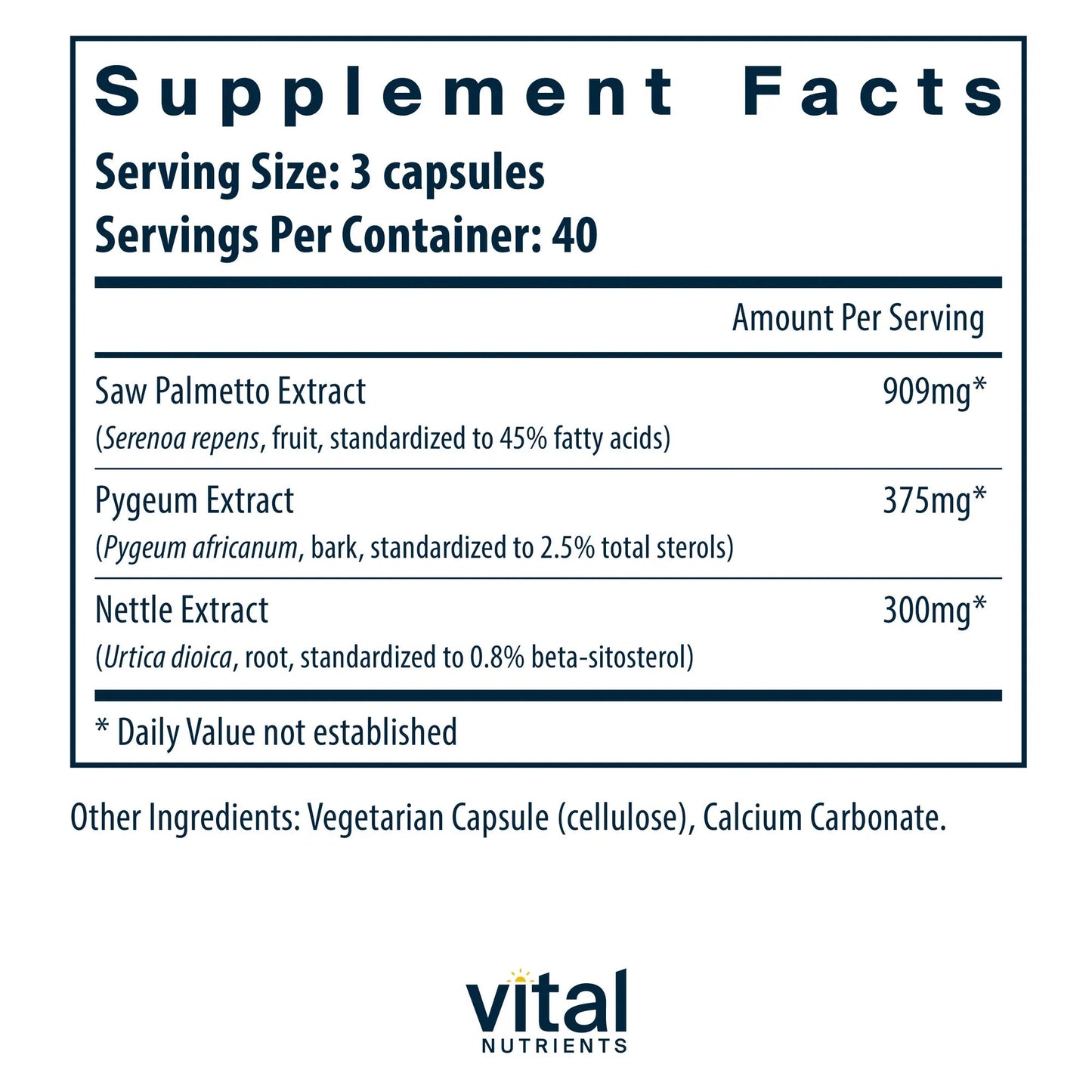 Saw Palmetto Pygeum Nettle Root (Vital Nutrition) - HAPIVERI