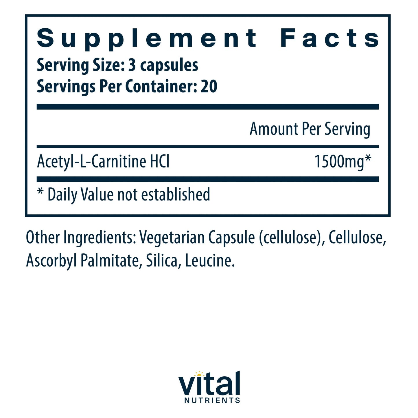 Acetyl L-Carnitine 500mg(Vital Nutrition) - HAPIVERI