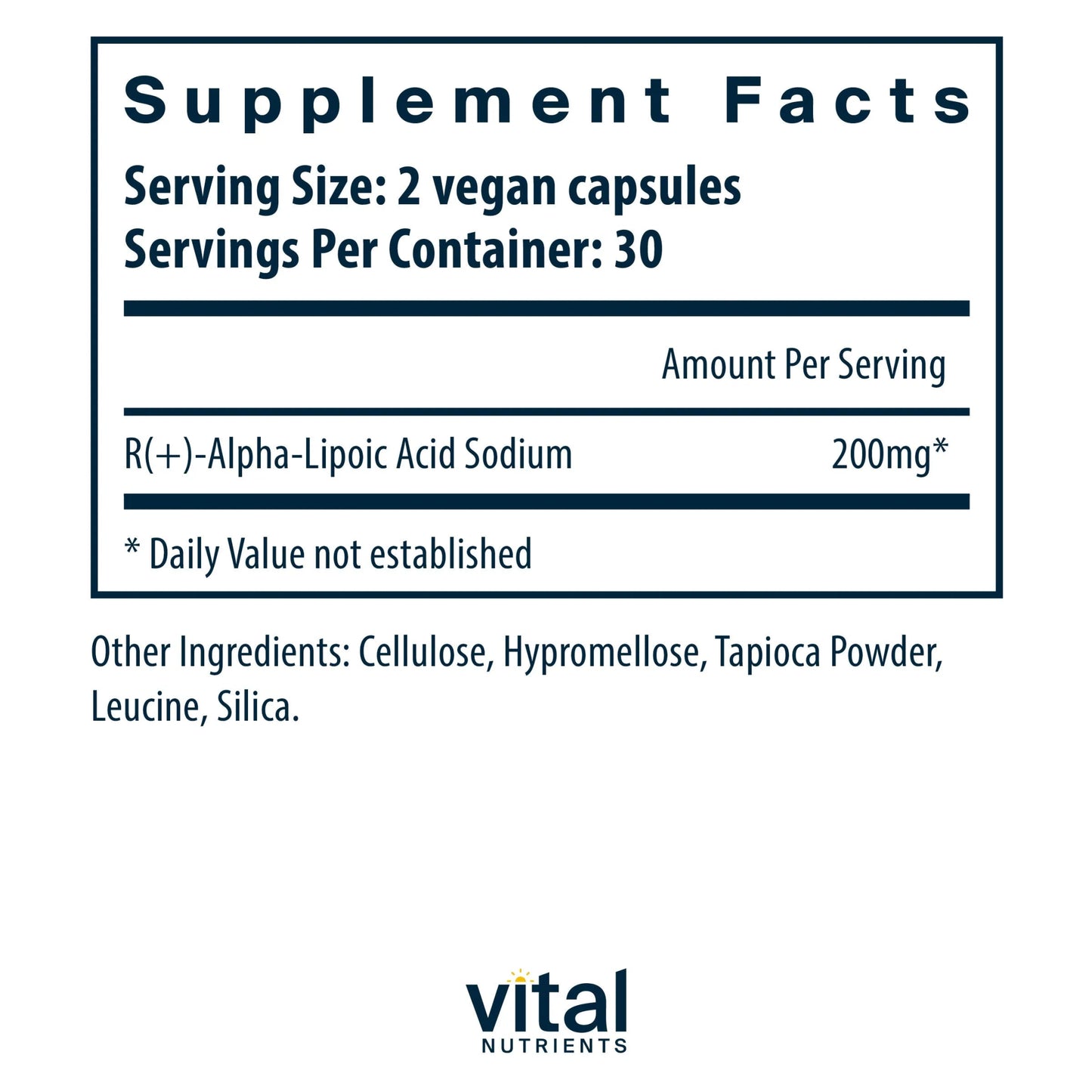 Alpha Lipoic Acid 200mg(Vital Nutrition) - HAPIVERI