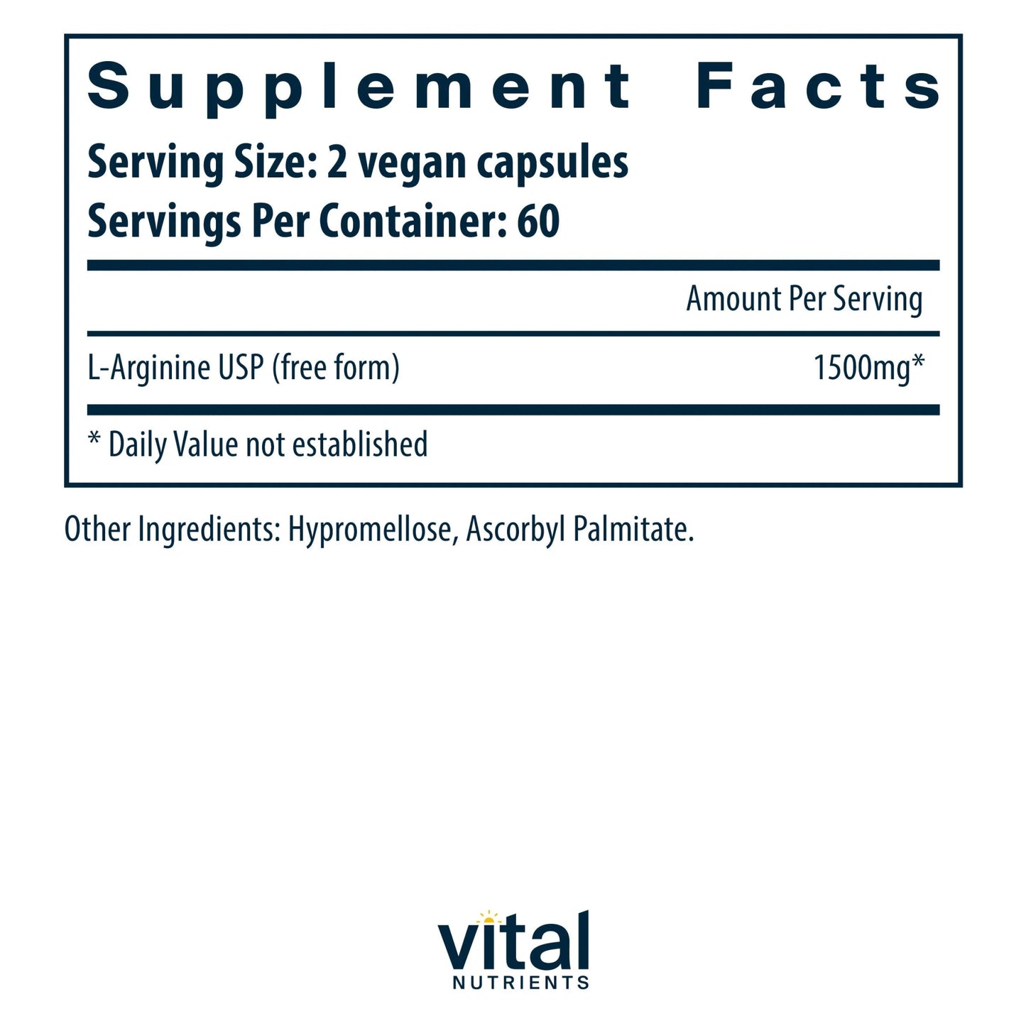Arginine 1500mg(Vital Nutrition) - HAPIVERI