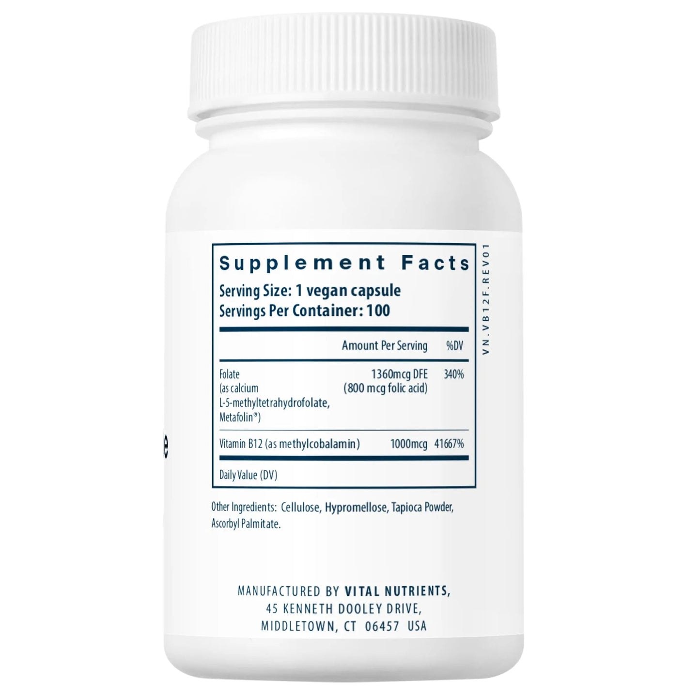 B-12/Methyl Folate 1000mcg/800mcg(Vital Nutrition) - HAPIVERI