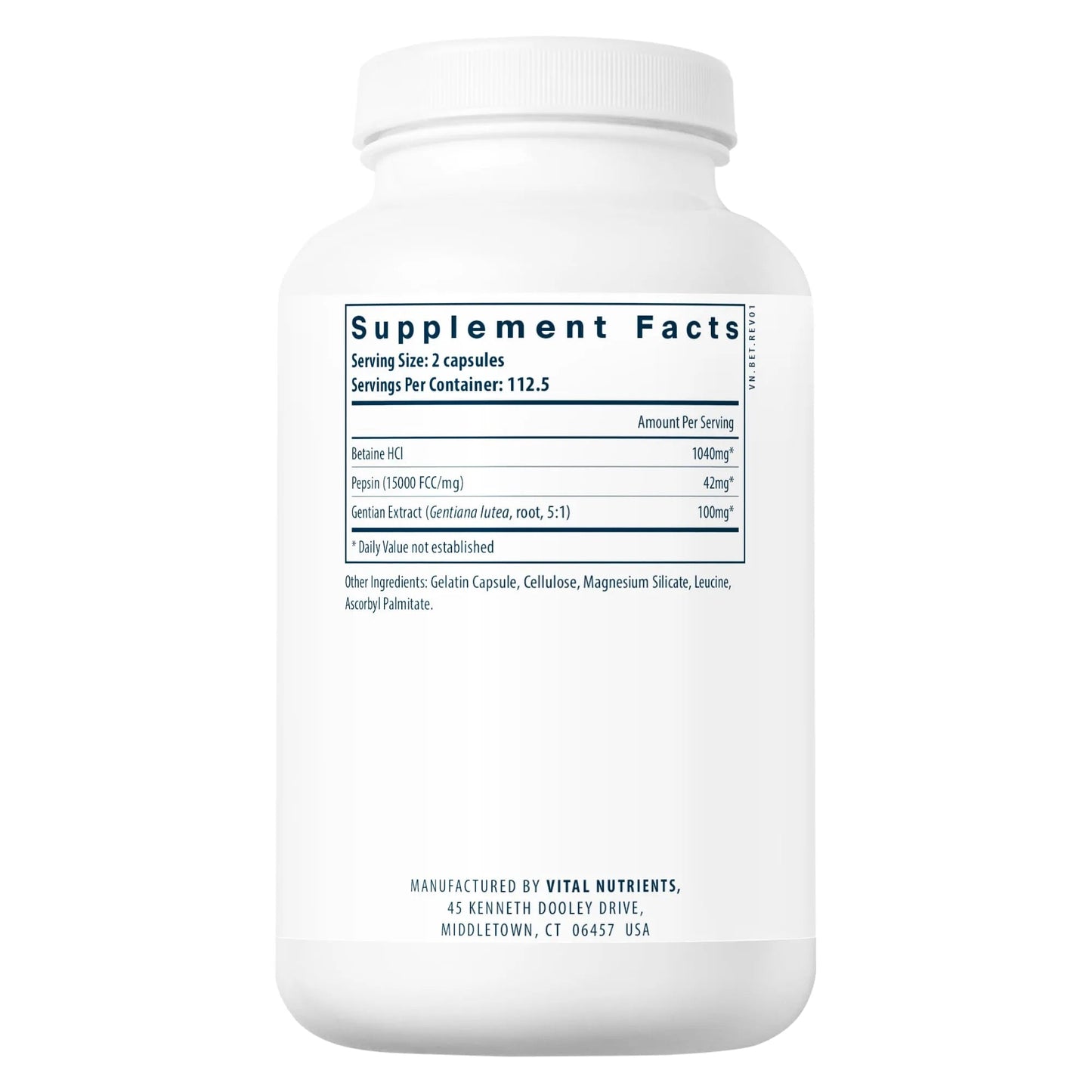 Betaine HCl Pepsin Gentian Root Extract(Vital Nutrition) - HAPIVERI