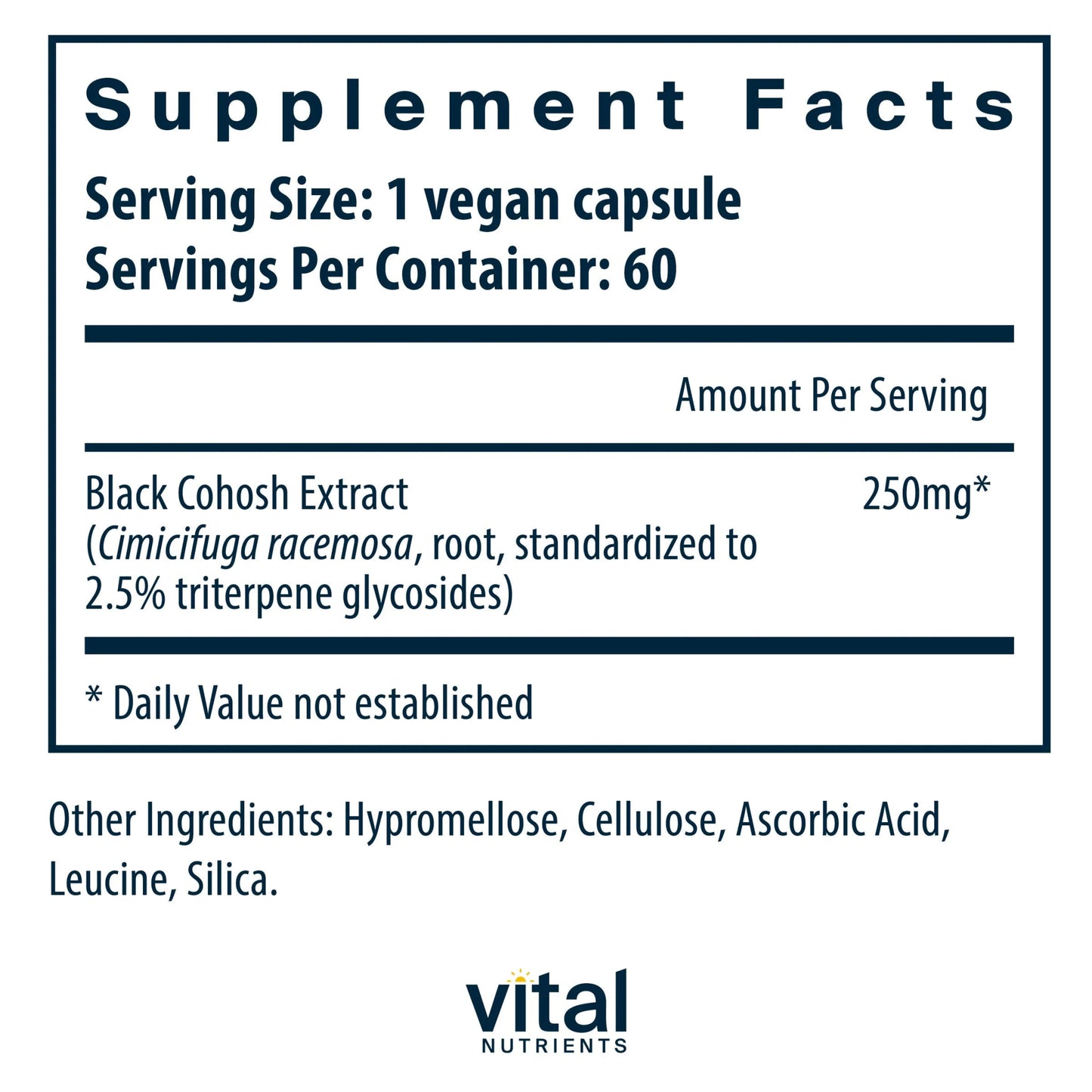 Black Cohosh Extract 250mg(Vital Nutrition) - HAPIVERI