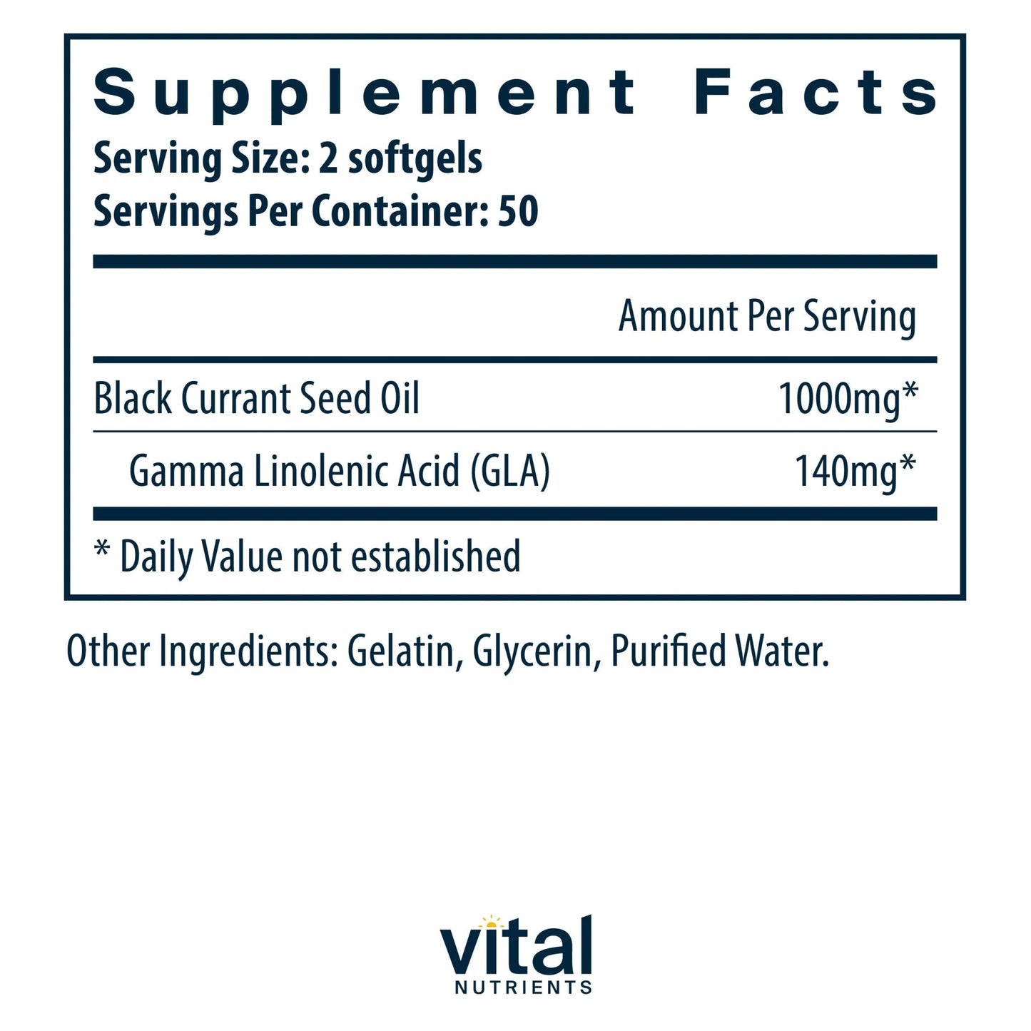 Black Currant Seed Oil 500mg-GLA 70mg(Vital Nutrition) - HAPIVERI