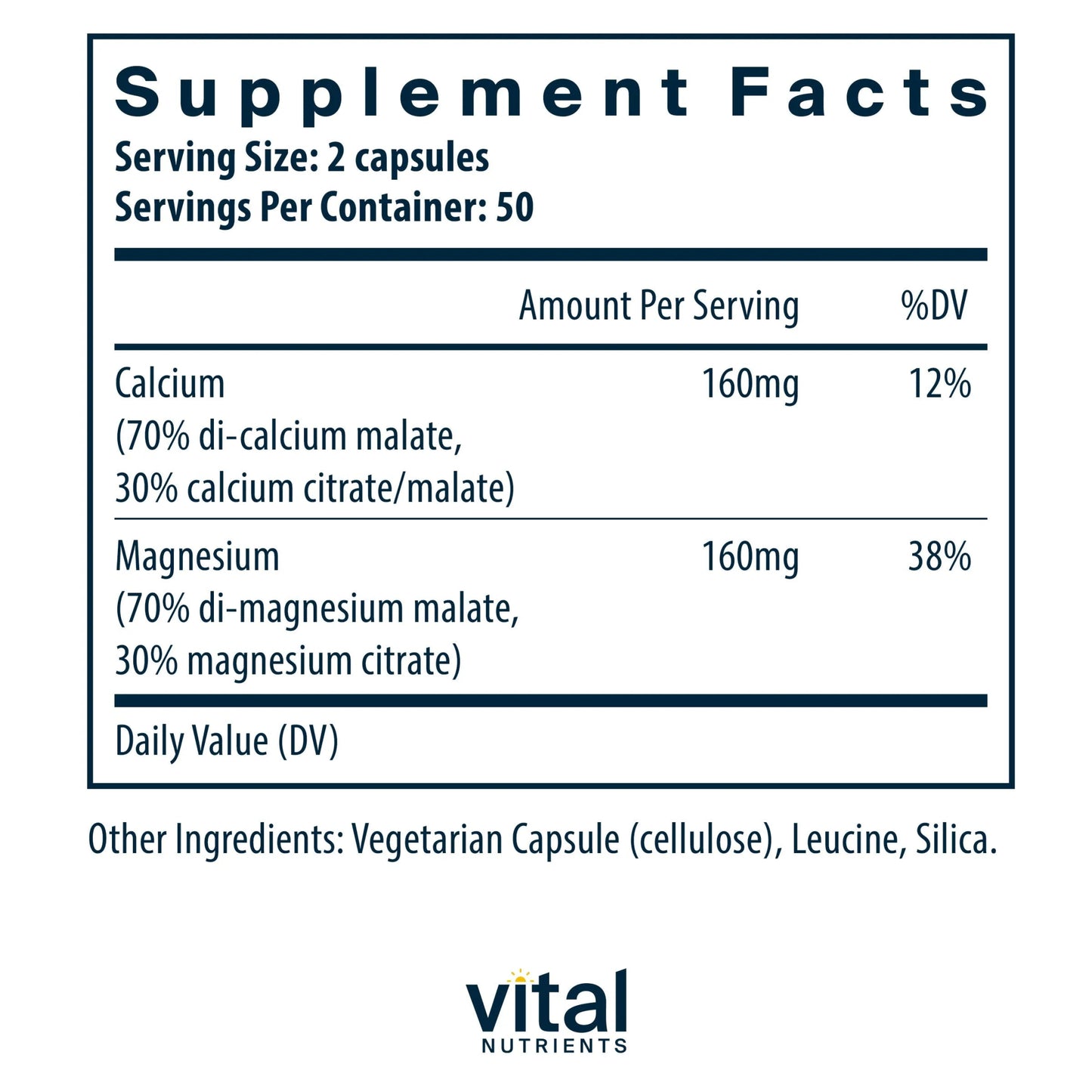 Calcium/Magnesium (Citrate/Malate Formula)(Vital Nutrition) - HAPIVERI
