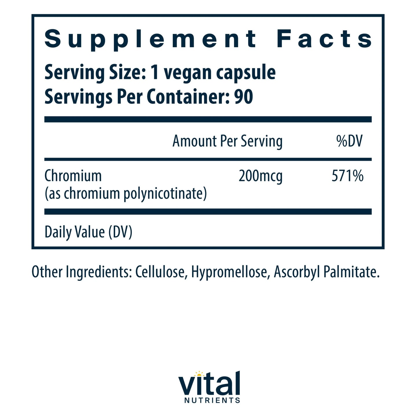Chromium (Polynicotinate) 200mcg(Vital Nutrition) - HAPIVERI