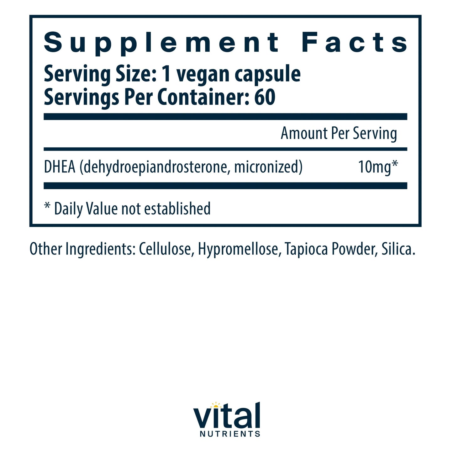 DHEA (Micronized) 10mg (Vital Nutrition) - HAPIVERI
