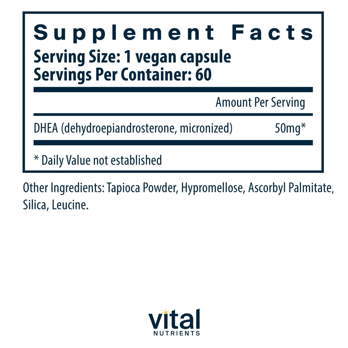 DHEA (Micronized) 50mg(Vital Nutrition) - HAPIVERI