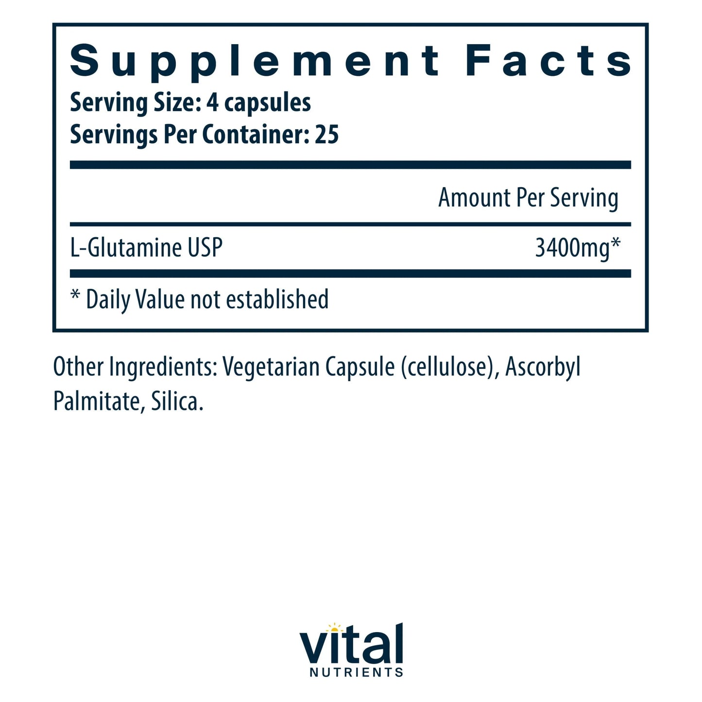 Glutamine 3400mg (Vital Nutrition) - HAPIVERI
