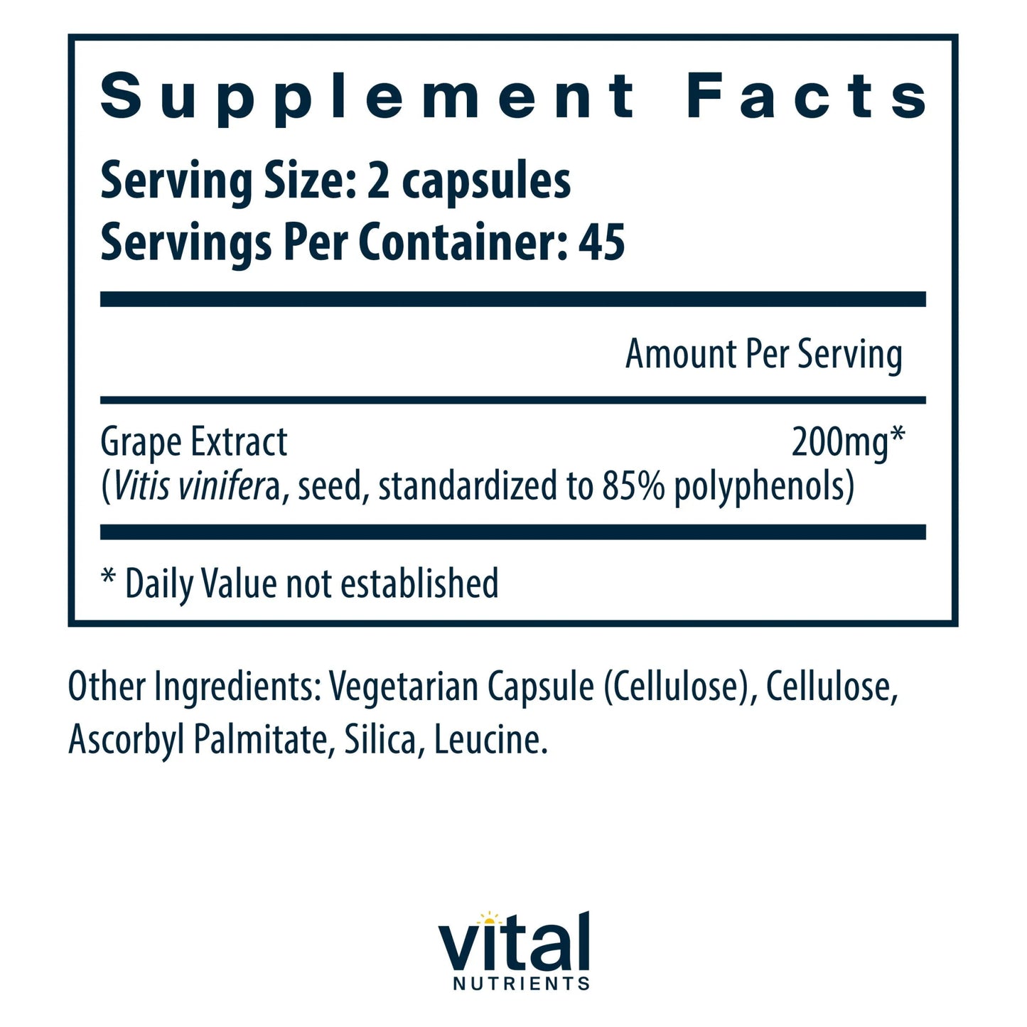 Grape Seed Extract 100mg (Vital Nutrition) - HAPIVERI