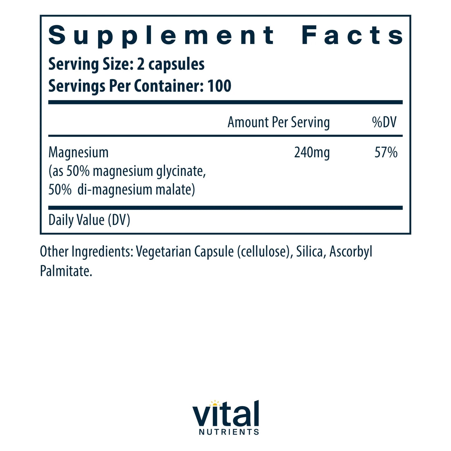 Magnesium (glycinate/malate) 120mg(Vital Nutrition) - HAPIVERI