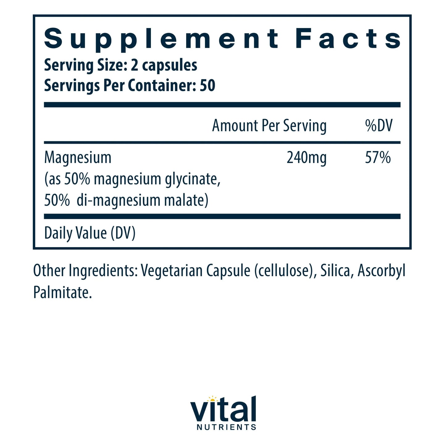 Magnesium (glycinate/malate) 120mg(Vital Nutrition) - HAPIVERI