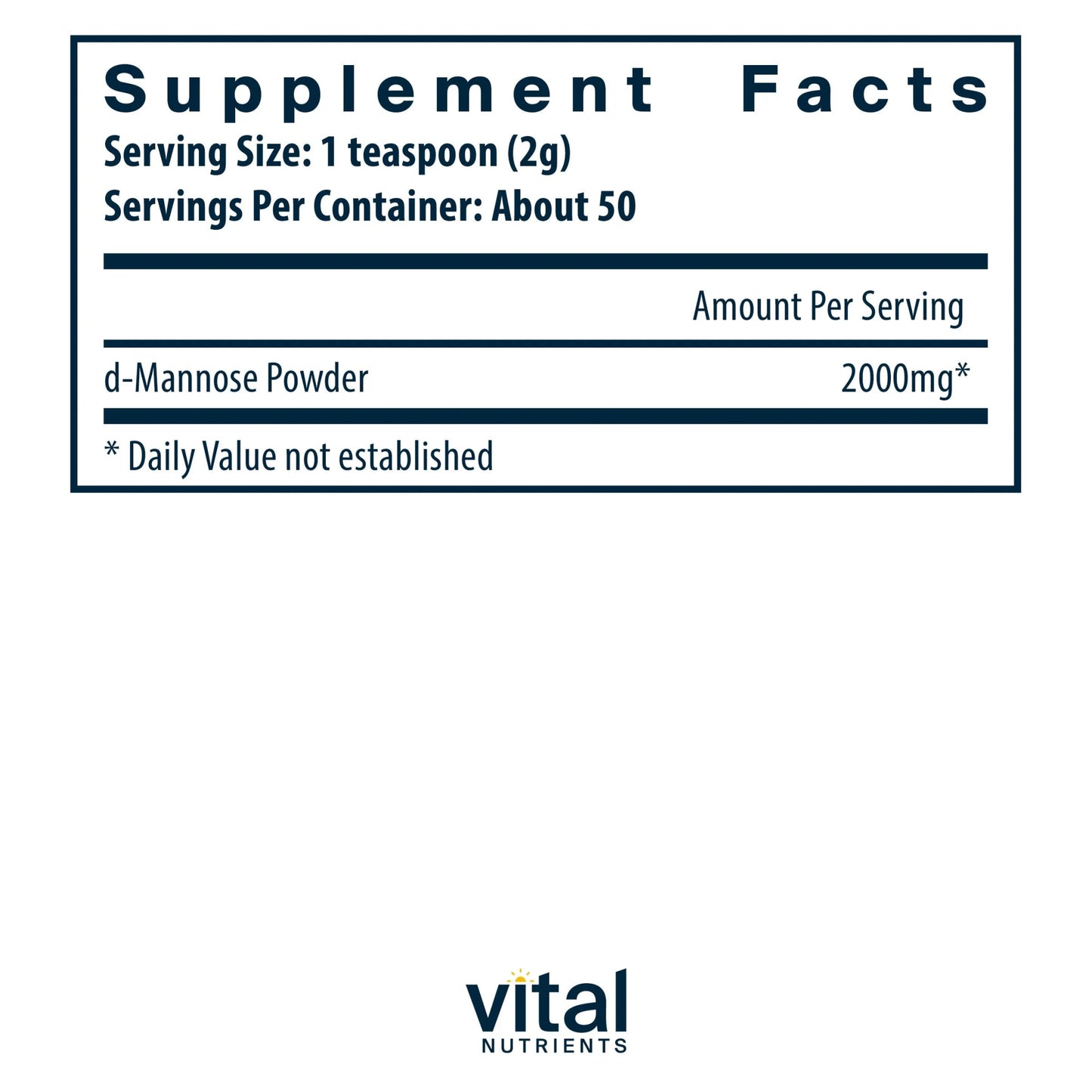Mannose Powder (Urinary Tract Support) (Vital Nutrition) - HAPIVERI