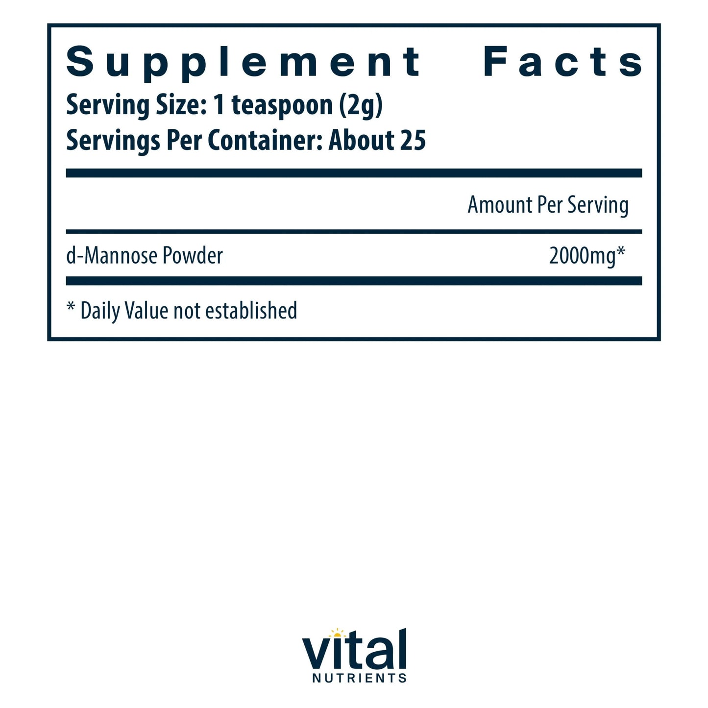 Mannose Powder (Urinary Tract Support) (Vital Nutrition) - HAPIVERI