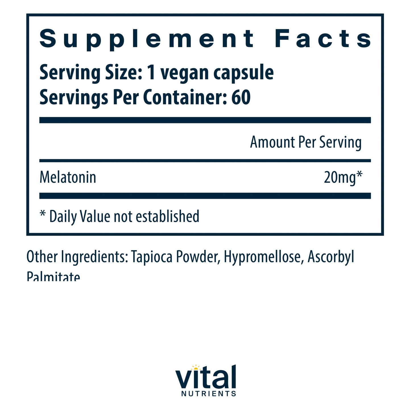 Melatonin 20mg(Vital Nutrition) - HAPIVERI