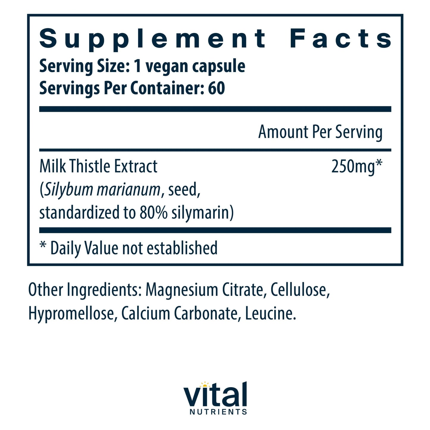 Milk Thistle Extract 250mg(Vital Nutrition) - HAPIVERI