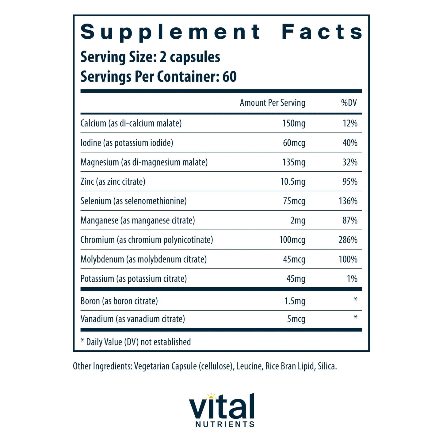 Multi-Minerals Citrate/Malate Formula (No Copper or Iron)(Vital Nutrition) - HAPIVERI
