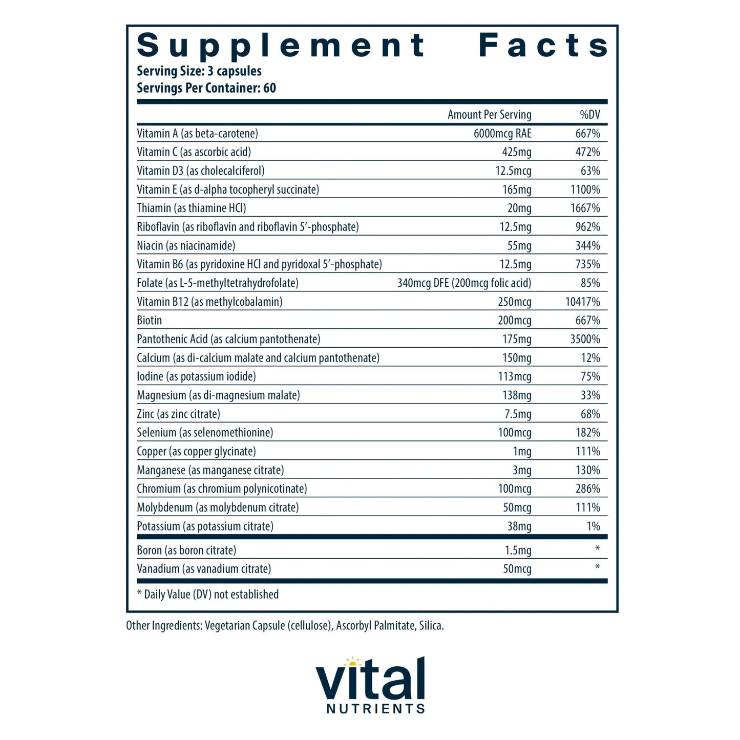 Multi-Nutrients 2 Citrate/Malate Formula (with Copper & without Iron)(Vital Nutrition) - HAPIVERI