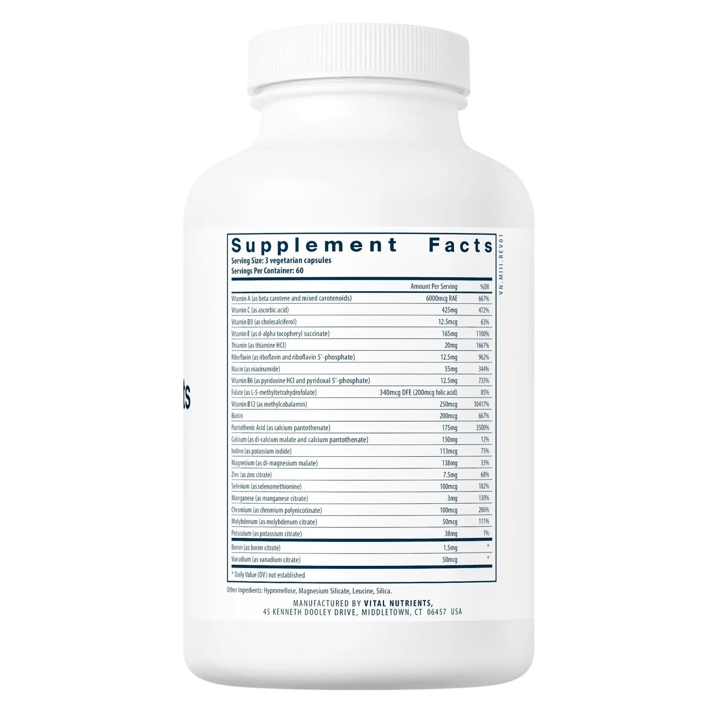 Multi-Nutrients 3 Citrate/Malate Formula (Without Copper & Without Iron)(Vital Nutrition) - HAPIVERI