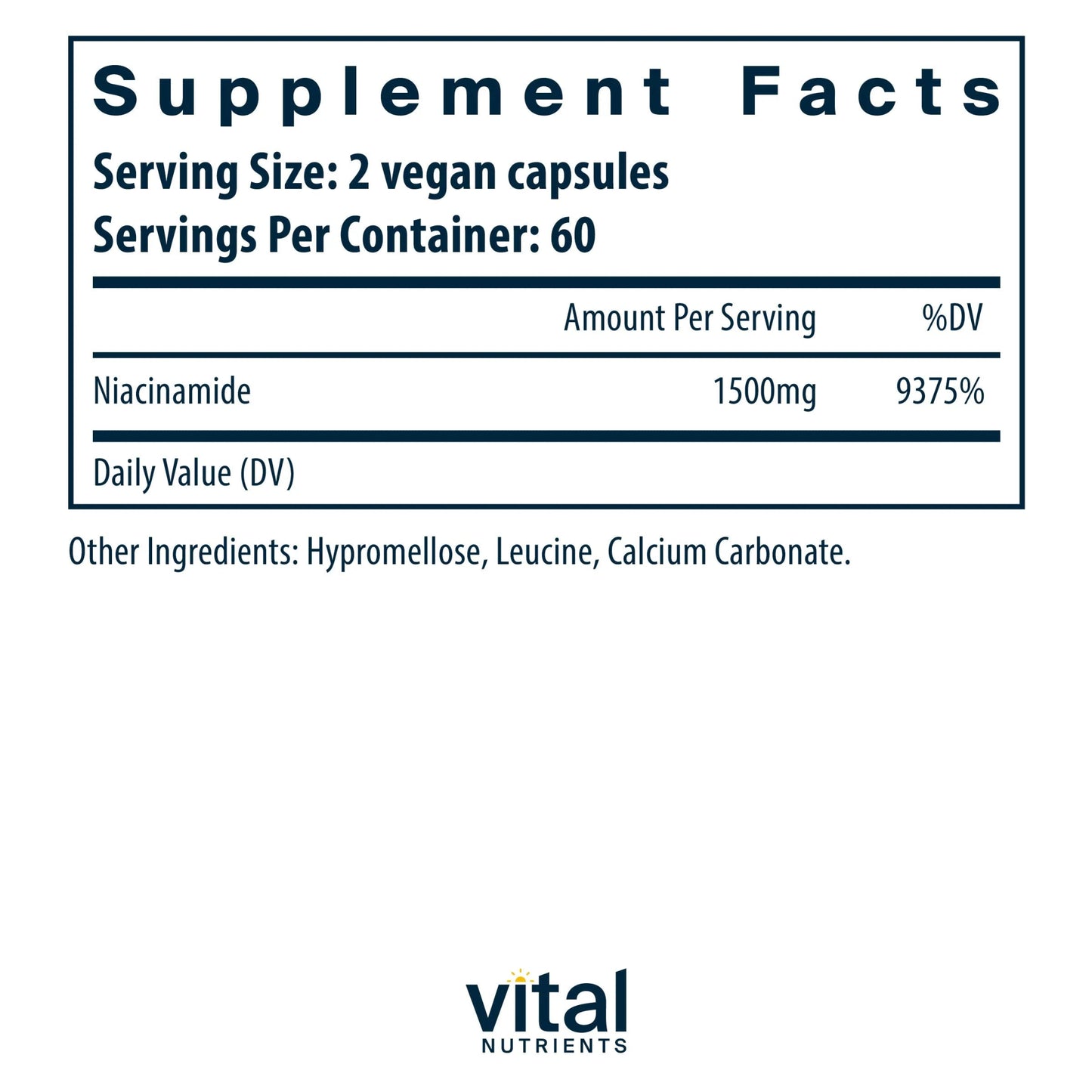 Niacinamide 1500mg(Vital Nutrition) - HAPIVERI