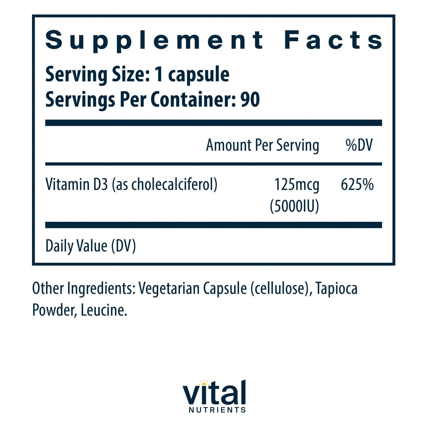 Vitamin D3 5000IU(Vital Nutrition) - HAPIVERI