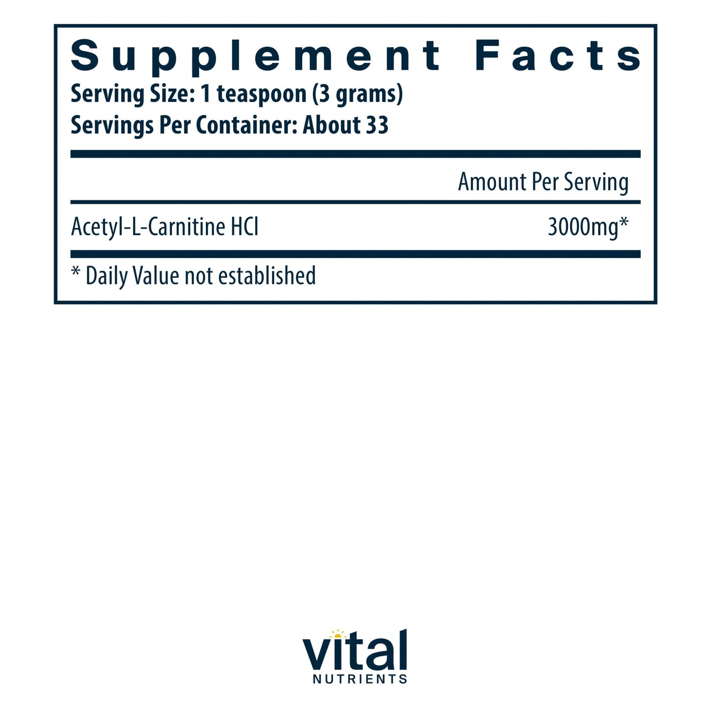 Acetyl L-Carnitine Powder(Vital Nutrition) - HAPIVERI