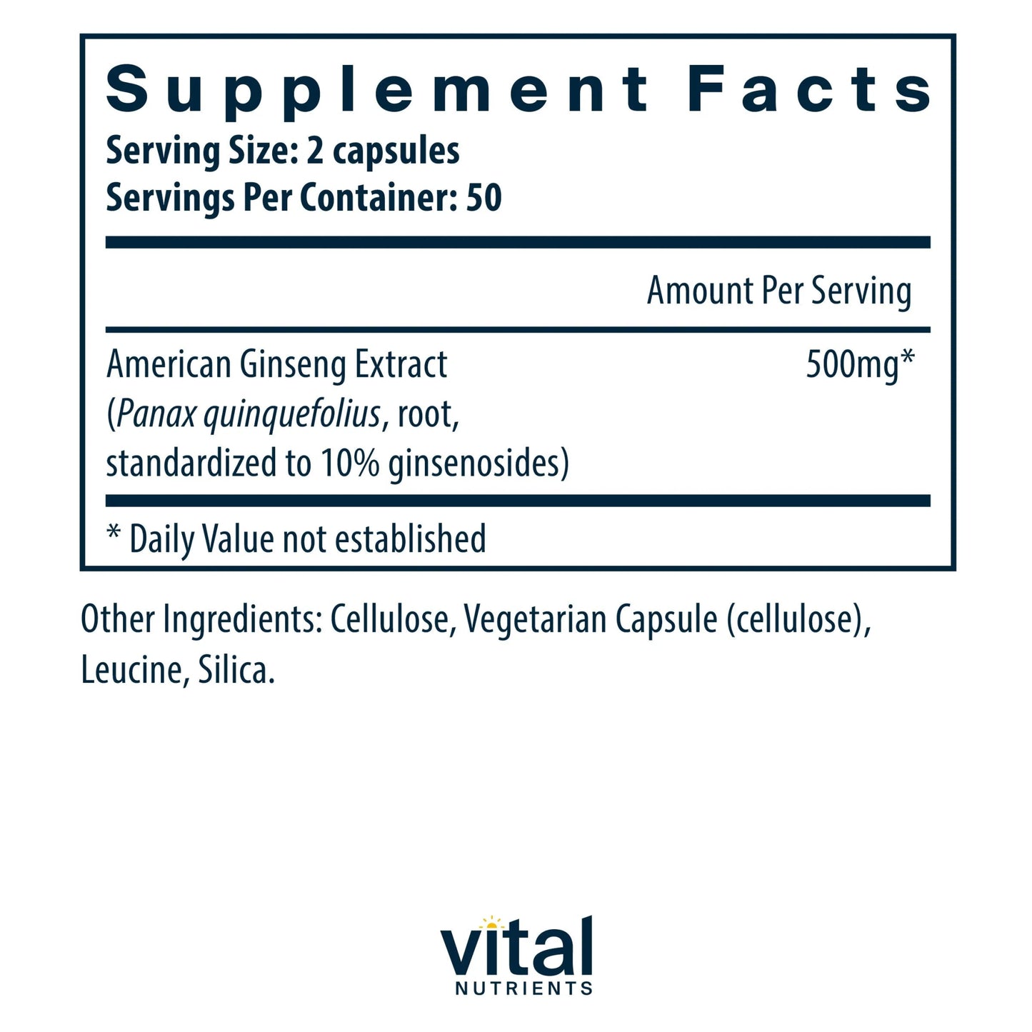 American Ginseng Extract 250mg(Vital Nutrition) - HAPIVERI