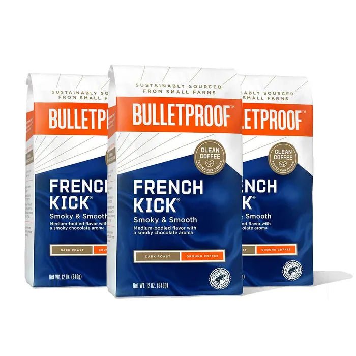 Bulletproof フレンチキック ダークロースト 粉340g×3パック GROUND COFFEE, FRENCH KICK, DARK ROAST - HAPIVERI