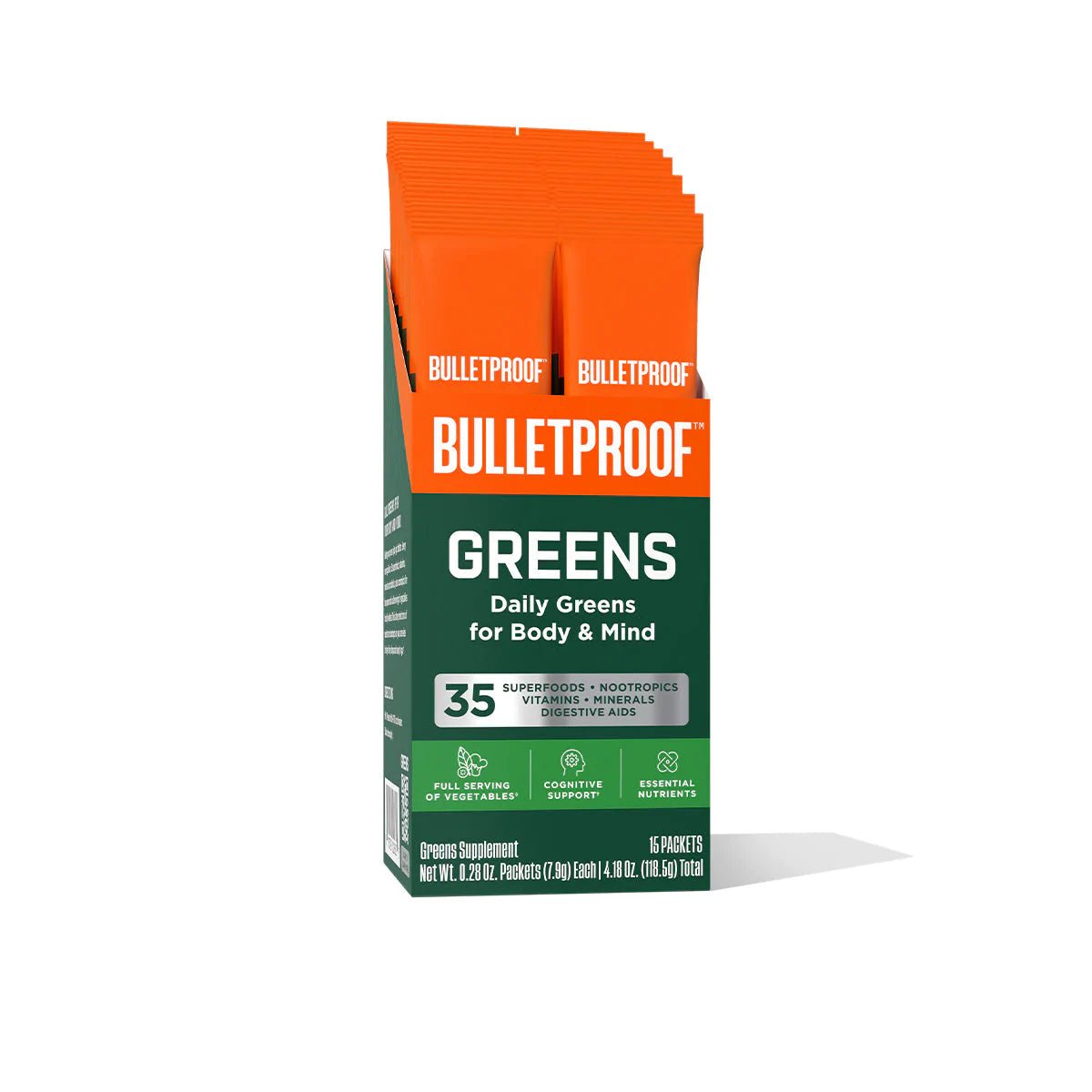 Bulletproof GREENS 15パック入り 35種類のスーパーフードサプリメント(粉状) - HAPIVERI