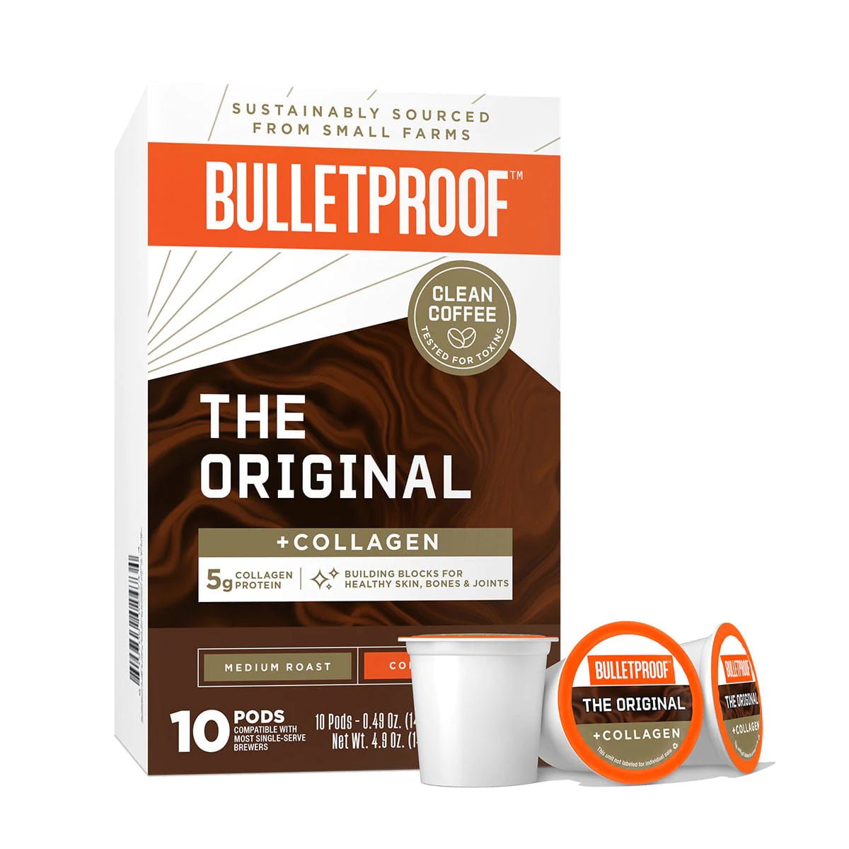 Bulletproof オリジナル＋コラーゲンコーヒーポッド オリジナル、ミディアムロースト THE ORIGINAL + COLLAGEN COFFEE PODS ENHANCED COFFEE PODS, ORIGINAL, MEDIUM ROAST - HAPIVERI