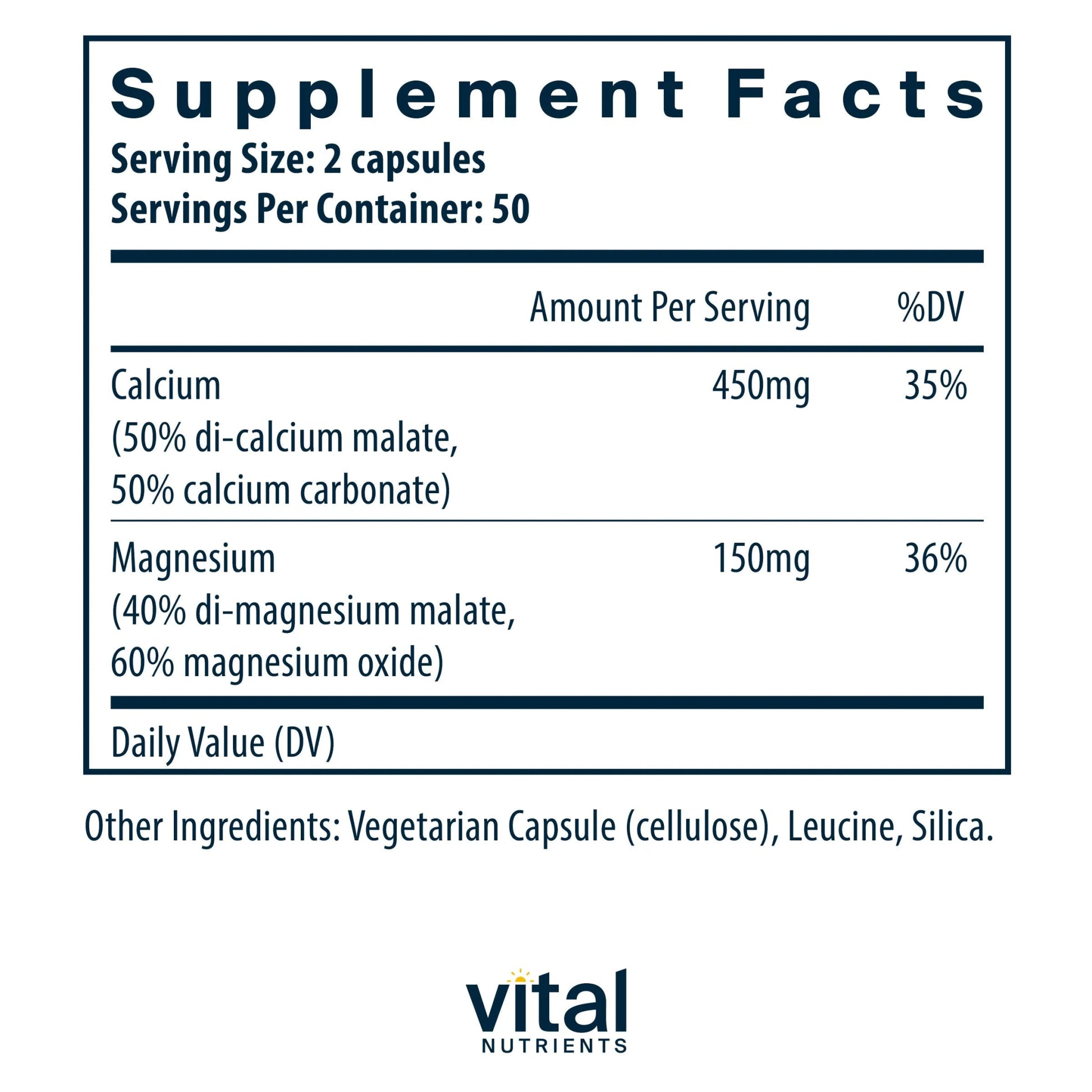 Calcium & Magnesium 225mg/75mg(Vital Nutrition) - HAPIVERI