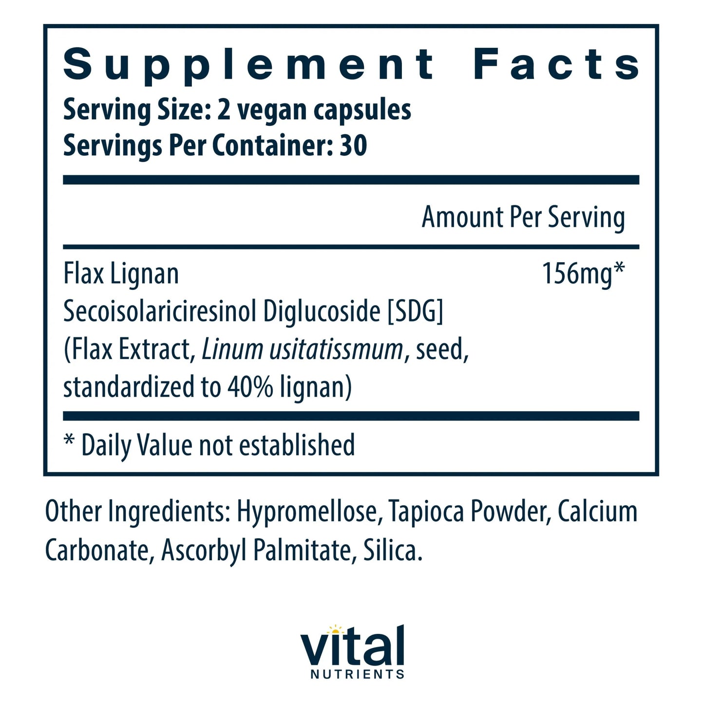 Flax Lignan SDG 156mg (Vital Nutrition) - HAPIVERI