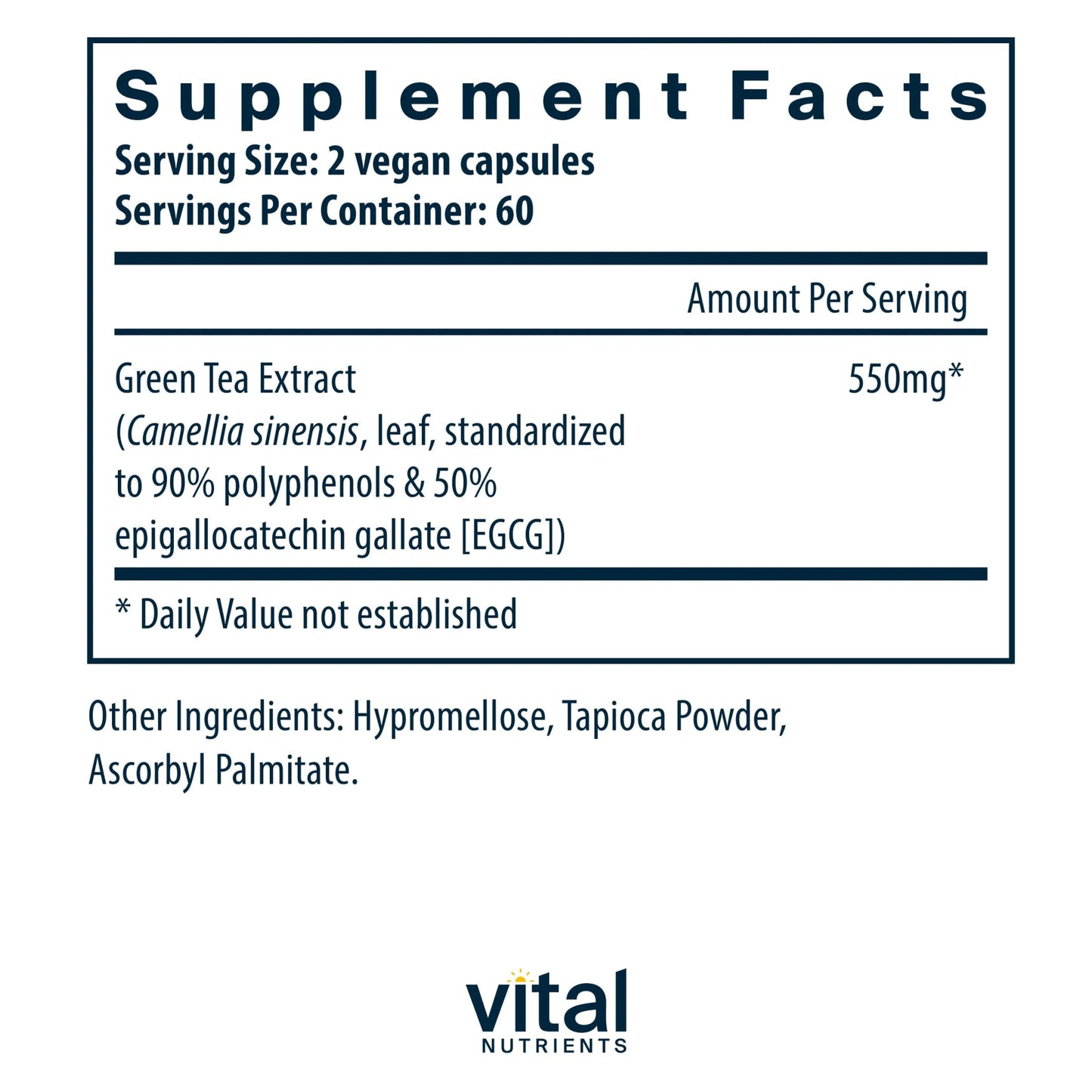 Green Tea Extract 80% 550mg(Vital Nutrition) - HAPIVERI