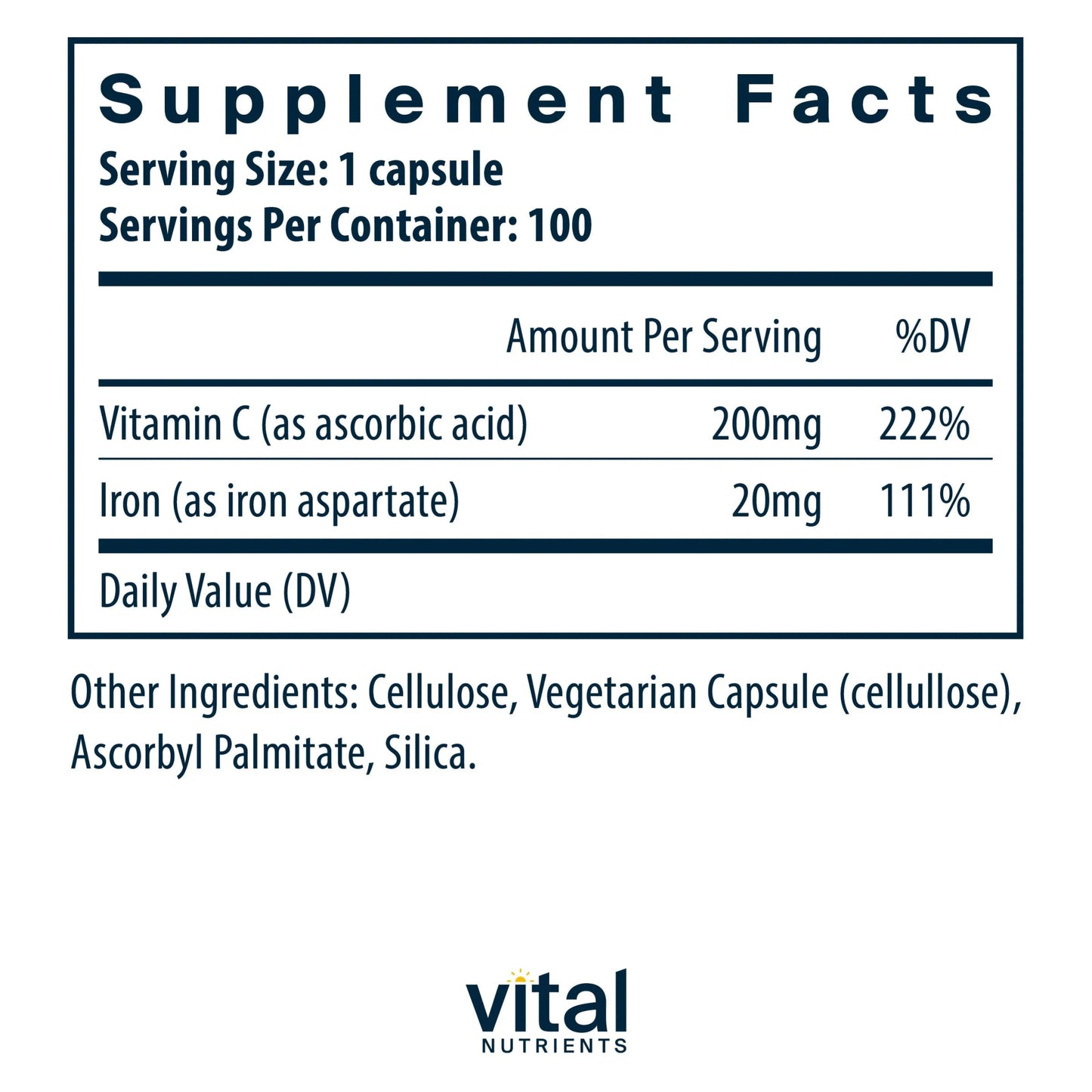 Iron Plus C 20mg/200mg (Vital Nutrition) - HAPIVERI