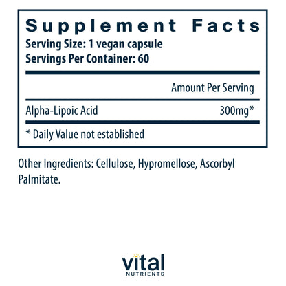 Lipoic Acid 300mg(Vital Nutrition) - HAPIVERI