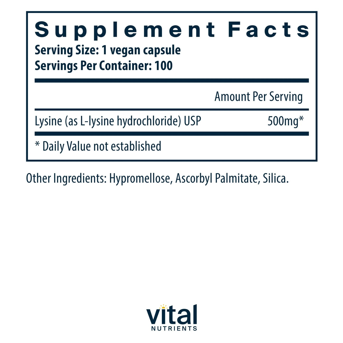 Lysine 500mg(Vital Nutrition) - HAPIVERI