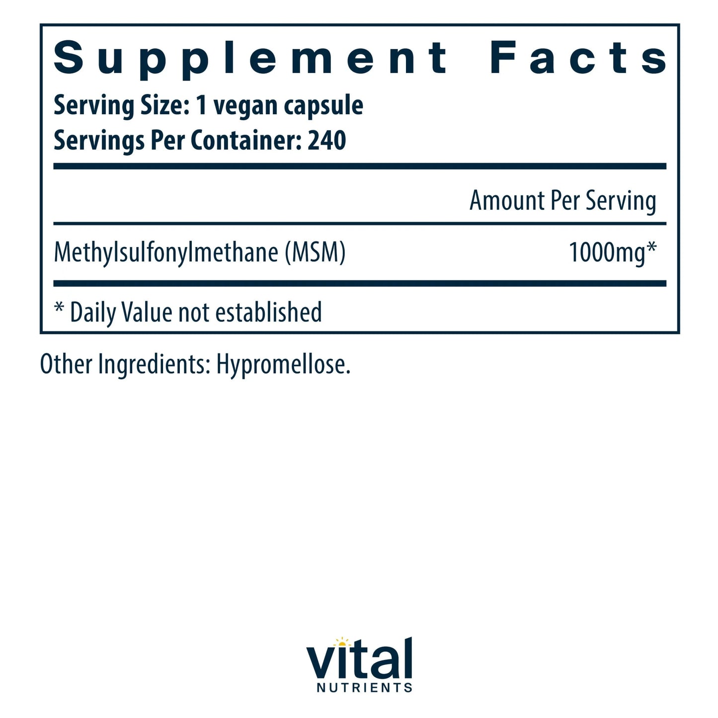 MSM 1000mg(Vital Nutrition) - HAPIVERI
