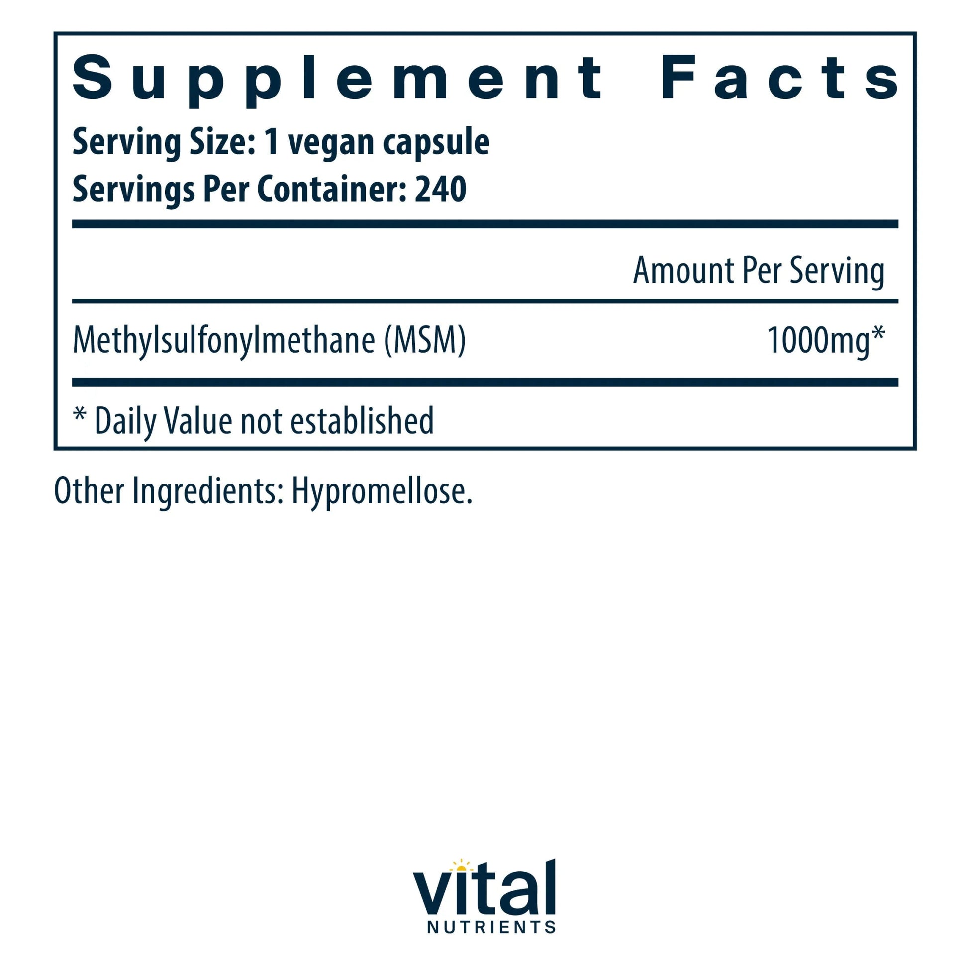 MSM 1000mg(Vital Nutrition) - HAPIVERI
