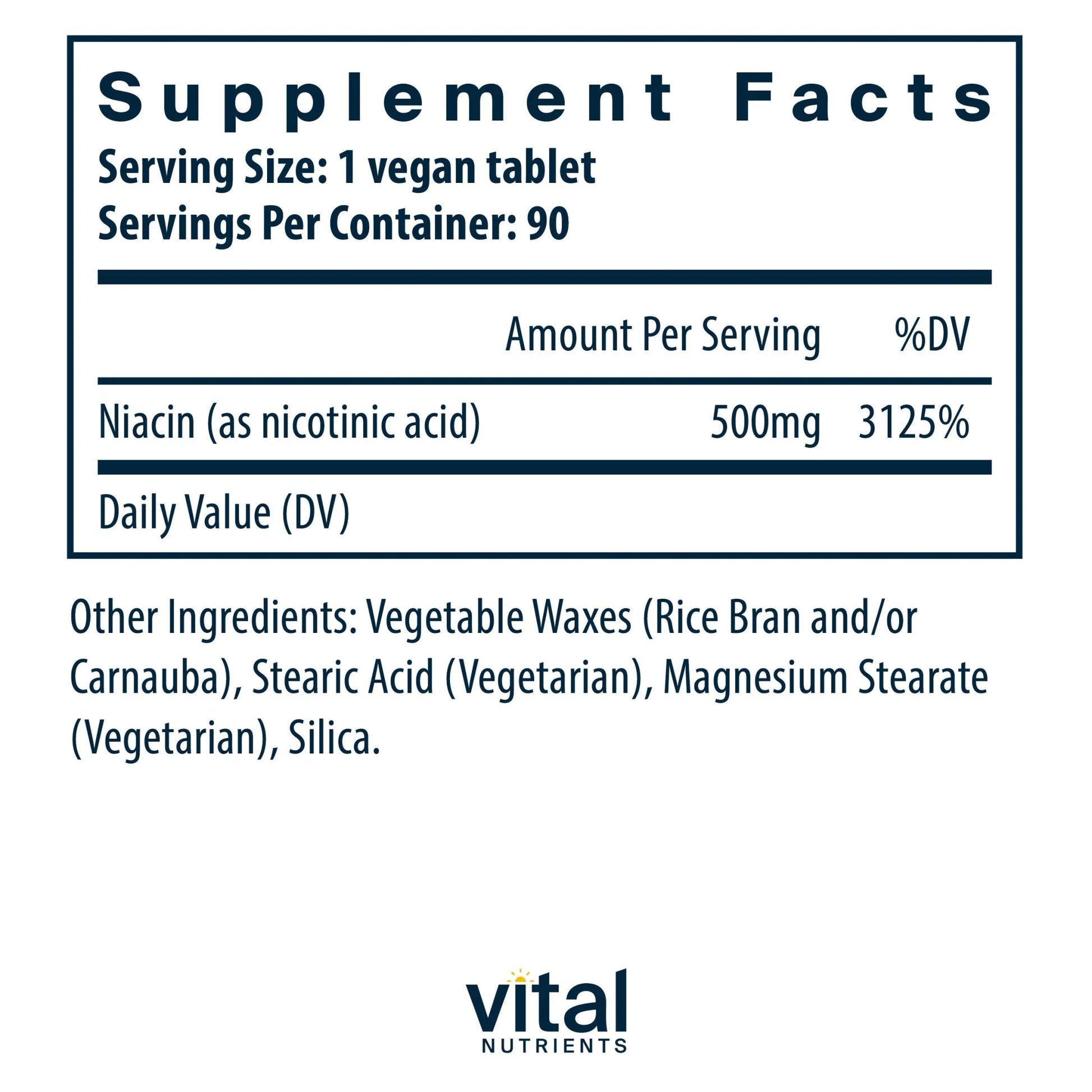 Niacin 500mg (Vital Nutrition) - HAPIVERI