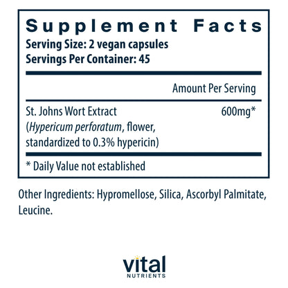 St. John's Wort 0.3% Standardized Extract(Vital Nutrition) - HAPIVERI