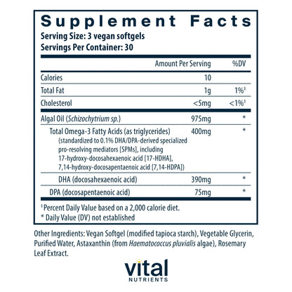 Ultra Pure® Vegan Omega SPM+ (Vital Nutrition) - HAPIVERI