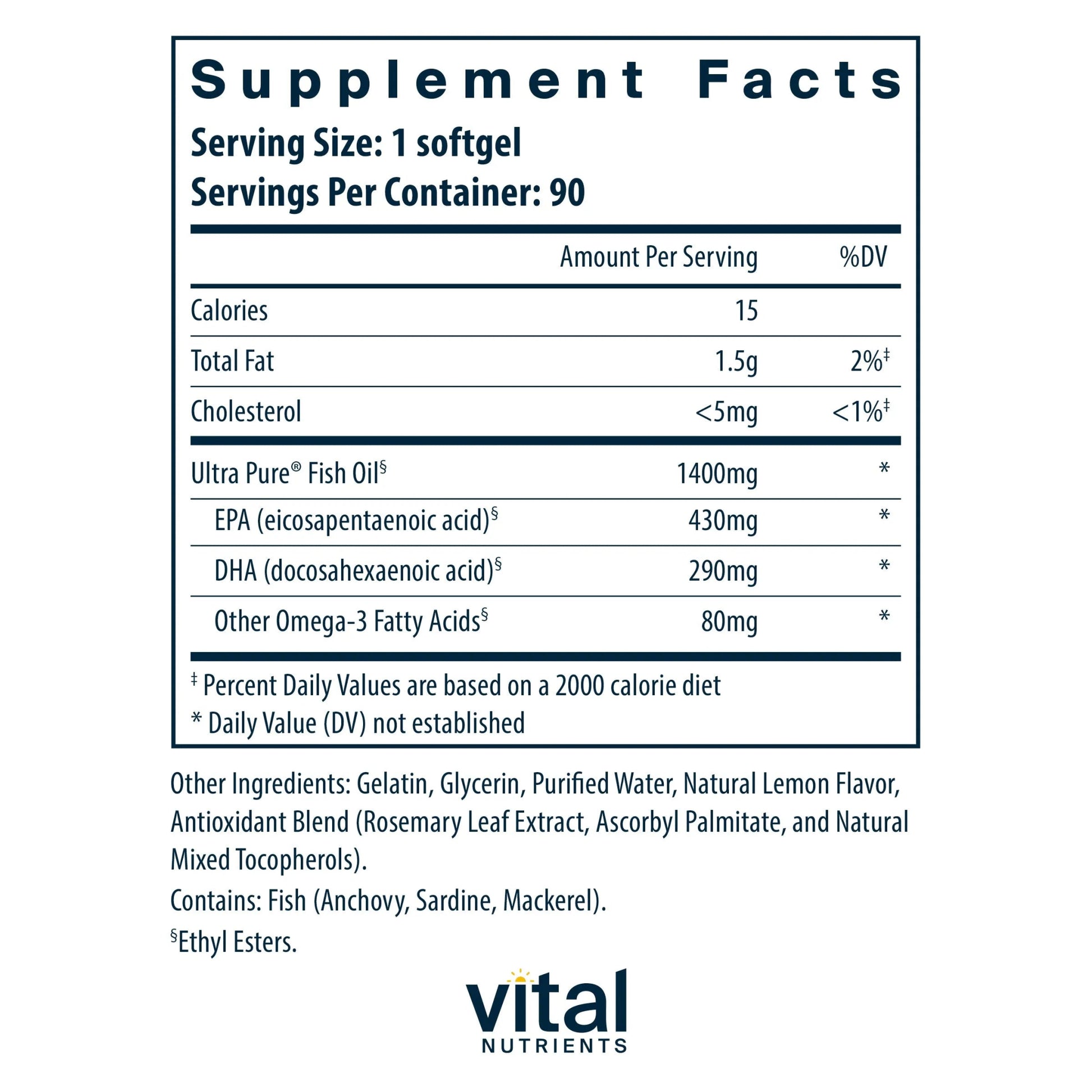 Ultra Pure®Fish Oil 800 Pharmaceutical Grade (Vital Nutrition) - HAPIVERI
