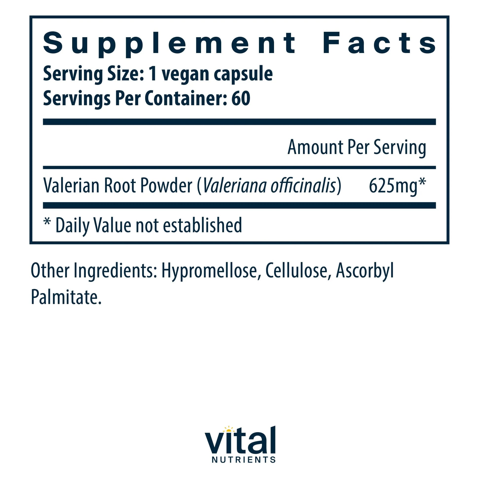 Valerian Root 625mg(Vital Nutrition) - HAPIVERI