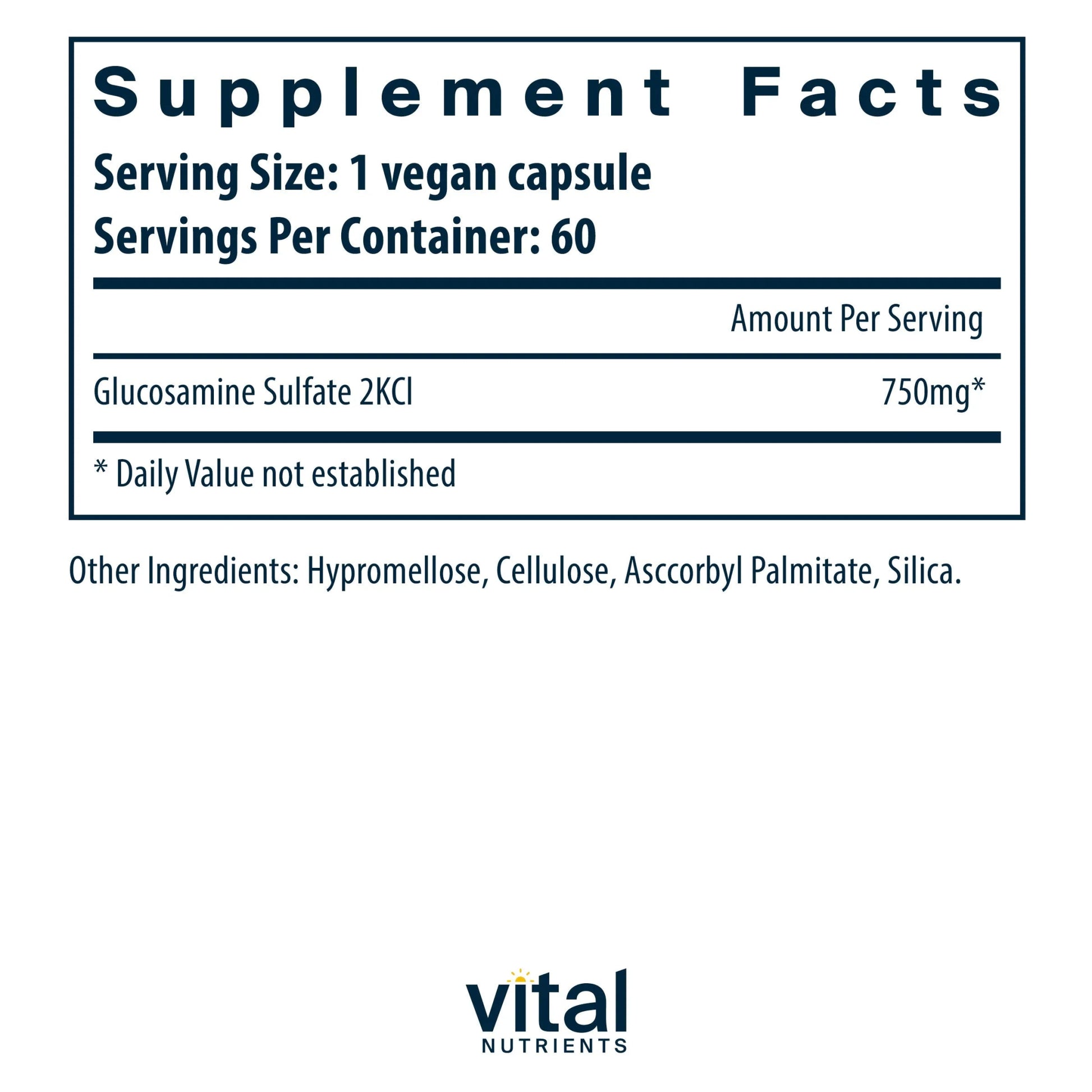 Veg-Source Glucosamine Sulfate 750mg(Vital Nutrition) - HAPIVERI