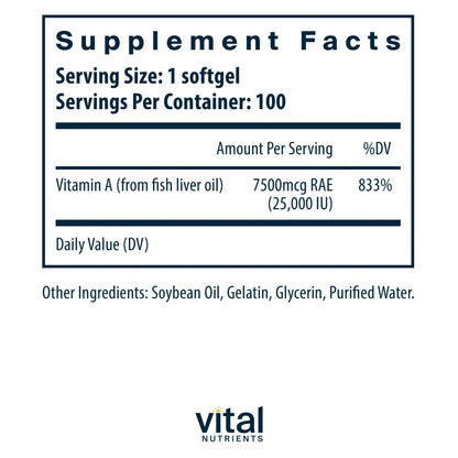 Vitamin A 7500mcg RAE(Vital Nutrition) - HAPIVERI